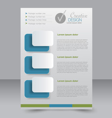 Brochure design. Flyer template. Editable A4 poster for business, education, presentation, website, magazine cover. Blue and green color.