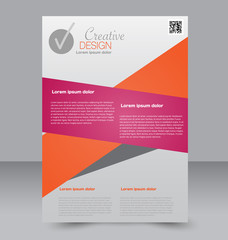 Flyer template. Business brochure. Editable A4 poster for design, education, presentation, website, magazine cover. Orange and pink color.