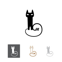 Black cat logo. Vector image. Four options of  logo.