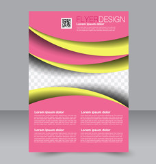 Brochure design. Flyer template. Editable A4 poster for business, education, presentation, website, magazine cover. Pink and yellow color.