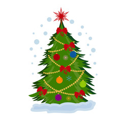 Christmas tree, vector illustration 