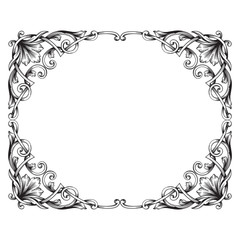 Vintage baroque frame engraving scroll ornament