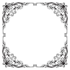 Vintage baroque frame engraving scroll ornament