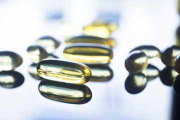 Fish oil capsules health food supplement