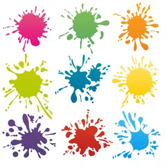 Gordijnen Kleurrijke inktvlekken instellen vector © K3Star
