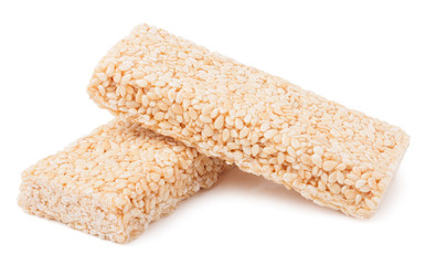 honey bars with peanut on white background