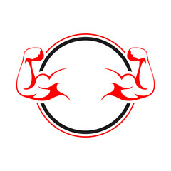 Strong Muscle Hands Circle Emblem