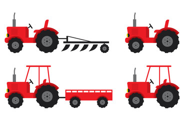 tractor set red