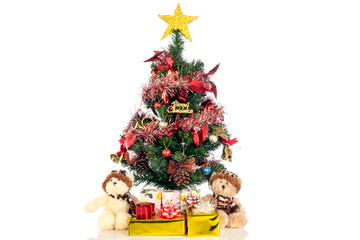 Teddy bear with Christmas trees