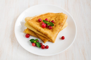 Pancakes with fresh cranberries