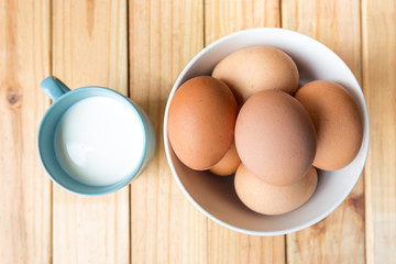 breakfast on wood plate