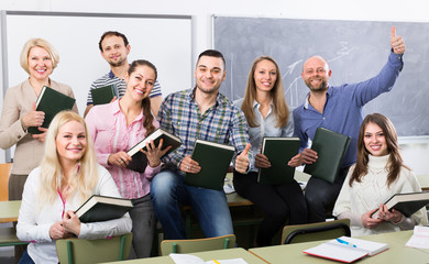 Portrait of adult students at class