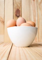 egg on wood background