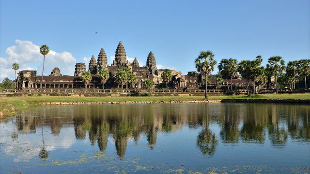 Angkor Wat with reflection in water, Siem Reap, Cambodia, Time-lapse Video