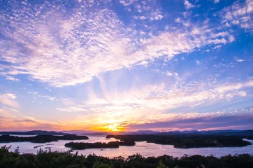 Foto op Plexiglas Ago bay silhouette sunsetsky,mie tourism of japan（三重県・伊勢志摩・英虞湾の夕陽） © yoko_ken_chan