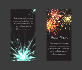 Vector set of templates with fireworks and a place for text