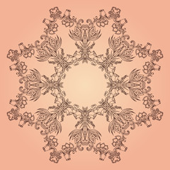 Vintage hand-drawn pattern with flowers and leaves 