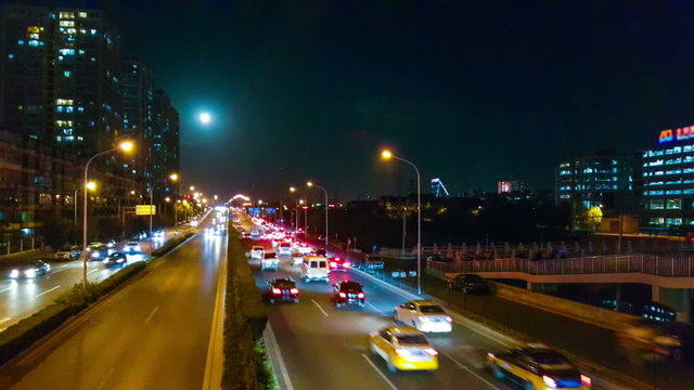 Skyscrapers in Beijing, China. Timelapse