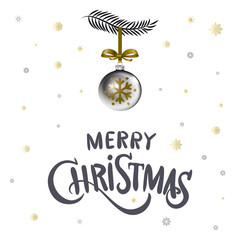 Merry Christmas. Christmas calligraphy. Handwritten modern brush lettering. Hand drawn design elements.