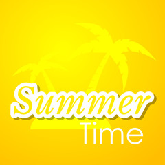 Icono plano Summer Time con palmeras en fondo degradado