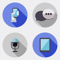 Flat design user interface icons with long shadow 3