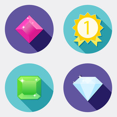 Flat design user interface icons with long shadow 4