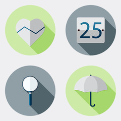 Flat design user interface icons with long shadow 8