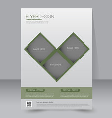 Flyer template. Business brochure. Editable A4 poster for design, education, presentation, website, magazine cover. Green color.