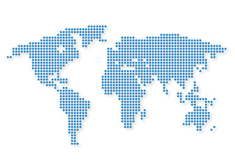 Fototapeta premium Map of earth with in blue circle a shadow