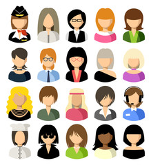 Set of flat icons set with women. Vector illustration