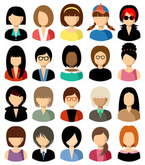 Set of flat icons set with women. Vector illustration
