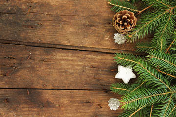 Christmas border design - fir tree and pine cone - Christmas background