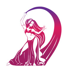 Dancing woman in expressive pose. flat silhouette