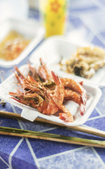 asian king prawns in kep cambodia restaurant