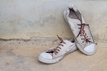 Old sneakers on the floor