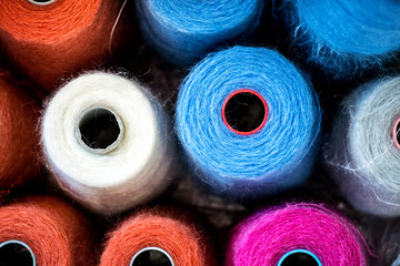 Colorful reels of cotton thread