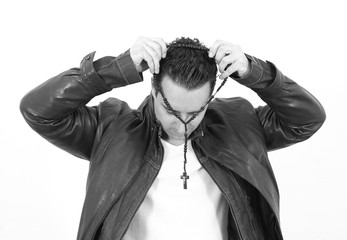 Rosary around the neck