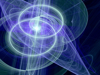 Abstract digitally generated image with waves and circles