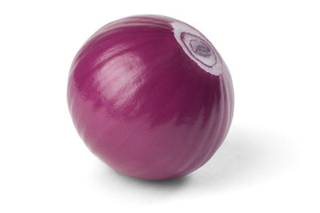 ripe red onions on a white background