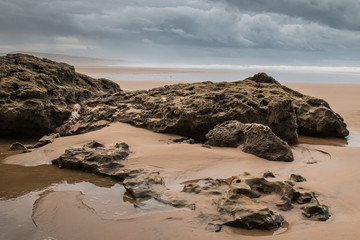 Cloudy day on the ocean shore