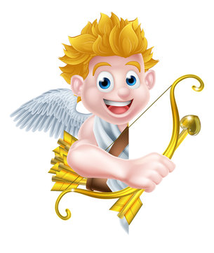 recommend clip art: Cartoon Peeking Cupid Angel