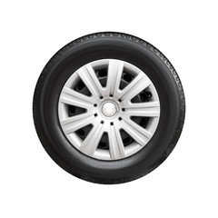 Obraz premium Car wheel with decorative plastic cover isolated