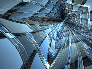Abstract digitally generated image glass tunnel