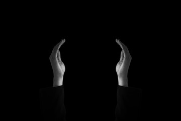 Fototapeta premium Composite image of businesswomans hand presenting