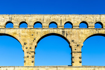 Pont du Gard is an old Roman aqueduct near Nimes