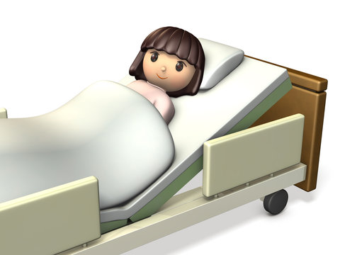 病室のベッドに横たわる少女