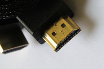 HDMI data cable for computer and television on white background