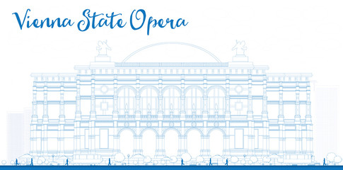 Outline Vienna State Opera. Vector illustration. Some elements have transparency mode different from normal.