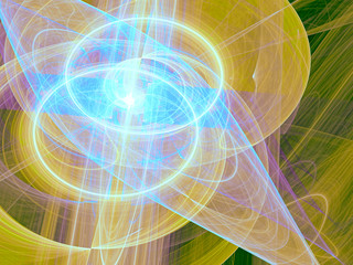 Abstract digitally generated image with waves and circles