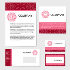 Set of business cards. Vintage pattern in retro style with mandala. Hand drawn Islam, Arabic, Indian, lace pattern